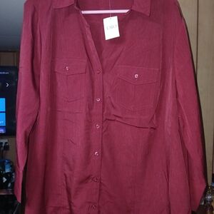 Cato Burgundy Button-Up Blouse